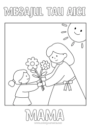 Pagină de colorat gratuită Flori Copil Buchet Femeie