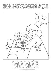 Desenho grátis Flores Criança Buquê Mulher