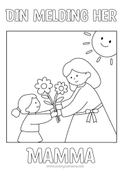 Gratis fargelegging Blomster Barn Bukett Kvinne