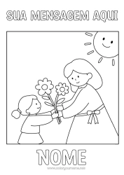 Desenho para personalizar Flores Criança Buquê Mulher