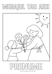 Pagină de colorat gratuită Flori Copil Buchet Femeie