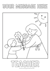 Free coloring Flowers Child Bouquet Woman
