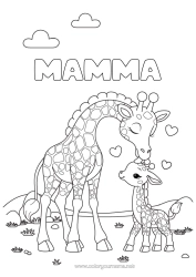 Gratis fargelegging Hjerte Giraff Dyr Afrikanske villdyr Dyrefamilie Dyrebaby Kyss