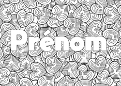 Coloriage à personnaliser Coeur Je t'aime Coloriages complexes Zentangle Fond décoratif