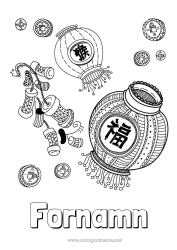 Gratis färgläggning Kinesiskt nyår Kinesisk lykta