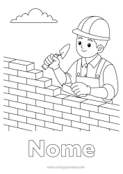Colorare per personalizzare Mestieri del cantiere Muratore Cantiere, costruzione