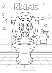 Free colouring Cartoon Head Brain rot Toilet