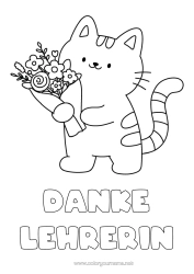 Kostenlose Malvorlage Blumen Katze Einfache Ausmalbilder Hunde und Katzen Danke Blumenstrauß
