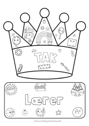 Gratis farvelægning Krone Lærer/Lærerinde Skole Tak Uddannelsesfag. Skoleartikler