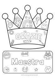 Colorazione gratuita Corona Insegnante Scuola Grazie Mestieri dell'educazione Forniture scolastiche