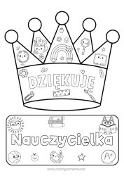 Kolorowanka za darmo Korona Nauczycielka/Nauczyciel Szkoła Dziękuję Zawody w edukacji Artykuły szkolne
