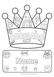 Desenho para personalizar Coroa Professora/Professor Escola Obrigado Profissões de educação Materiais Escolares