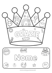 Colorare per personalizzare Corona Insegnante Scuola Grazie Mestieri Dell'educazione Forniture Scolastiche