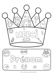 Coloriage à personnaliser Couronne Maîtresse/Maître École Merci Métiers de l'éducation Fournitures scolaires
