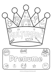 Pagină de colorat personalizată Coroană Învățătoare/Învățător Școală Mulțumesc Meserii În Educație Materiale Școlare