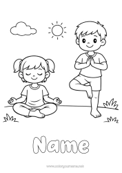 Free coloring Sport Girl Boy Child Artistic sports Yoga