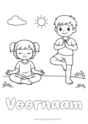 Gratis kleurplaat Sport Meisje Jongen Kind Artistieke Sporten Yoga