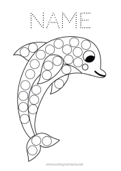 Free coloring Children's activities Animal Dolphin Dot markers Easy coloring pages Marine or aquatic animals