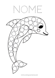 Colorare per personalizzare Attività per Bambini Animale Delfino Marker a punti Disegni da colorare facili Animali marini o acquatici