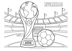 Free coloring Soccer Soccer ball Cup, trophy, medal Team sports Competitions and Rewards Cup, trophy Stadium
