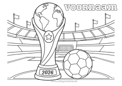 Gratis kleurplaat Voetbal Voetbal Sport Beker, trofee, medaille Teamsporten Wedstrijden en beloningen Beker, trofee Stadion
