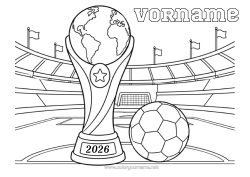 Kostenlose Malvorlage Fußball Fußball Pokal, Trophäe, Medaille Mannschaftssportarten Wettbewerbe und Belohnungen Pokal, Trophäe Stadion