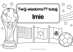 Kolorowanka za darmo Piłka nożna Sport Puchar, trofeum, medal. Flaga Zawody i nagrody Puchar, trofeum