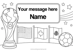 Free coloring Soccer ball Sport Cup, trophy, medal Flag Competitions and Rewards Cup, trophy