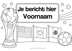 Gratis kleurplaat Voetbal Sport Beker, trofee, medaille Vlag Wedstrijden en beloningen Beker, trofee