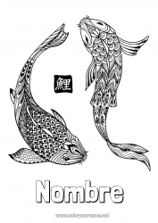 Dibujo libre Mandala Animales Año Nuevo chino Carpa Koi Pescado Animales marinos o acuáticos