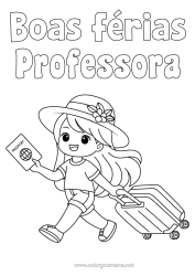 Desenho grátis Menina Férias Chapéu Valises et bagages