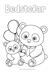 Gratis farvelægning Far Kawaii Balloner Dyr Panda Andre dyr i verden Dyrer familie Dyrebaby