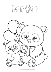 Gratis färgläggning Pappa Söt Ballonger Djur Panda Andra djur i världen Djurfamilj Bebisdjur