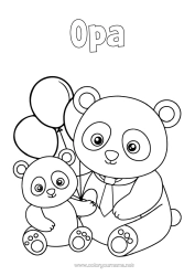 Kostenlose Malvorlage Papa Kawaii Luftballons Tier Panda Andere Tiere der Welt Tierfamilie Tierbaby