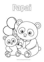 Desenho grátis Papai Kawaii Bolas Animal Panda Outros animais do mundo Família de animais Filhote
