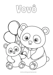 Desenho grátis Papai Kawaii Bolas Animal Panda Outros animais do mundo Família de animais Filhote