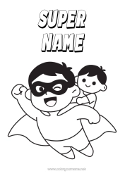 Free coloring Dad Hero Child Easy coloring pages