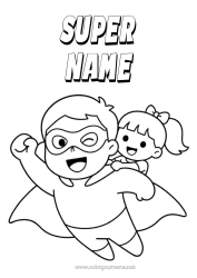 Free coloring Dad Girl Hero Easy coloring pages