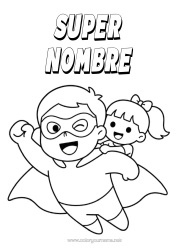Colorear gratis Papá Chica Héroe Dibujos fáciles para colorear