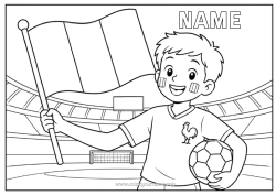 Colouring to customise Football Football Boy France Team Sports Footballer Stadium