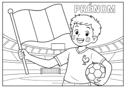 Coloriage à personnaliser Football Ballon De Foot Garçon France Sports D'équipe Footballeur Footballeuse Stade