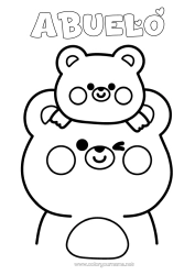 Colorear gratis Llevar Papá Animales Osito Animales del bosque Familia de animales Bebé animal