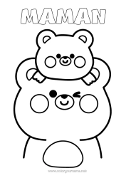 Coloriage gratuit Ours Papa Animal Ourson Animaux de la forêt Famille d'animaux Bébé animal