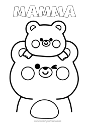 Colorazione gratuita Orso Papà Animale Orsetto Animali della foresta Famiglia di animali Cucciolo
