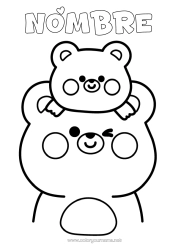 Colorear gratis Llevar Papá Animales Osito Animales del bosque Familia de animales Bebé animal