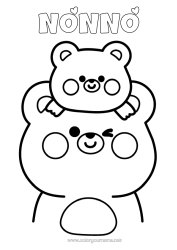 Colorazione gratuita Orso Papà Animale Orsetto Animali della foresta Famiglia di animali Cucciolo