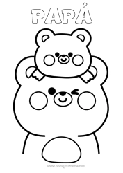 Colorear gratis Llevar Papá Animales Osito Animales del bosque Familia de animales Bebé animal