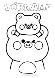 Kostenlose Malvorlage Bär Papa Tier Teddybär Waldtiere Tierfamilie Tierbaby
