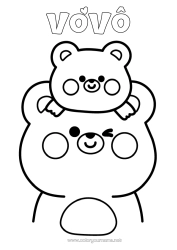 Desenho grátis Urso Papai Animal Filhote de urso Animais da floresta Família de animais Filhote