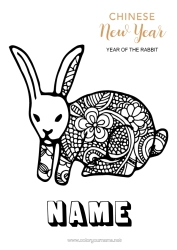 Colouring to customise Rabbit 2023 Chinese New Year Forest Animals